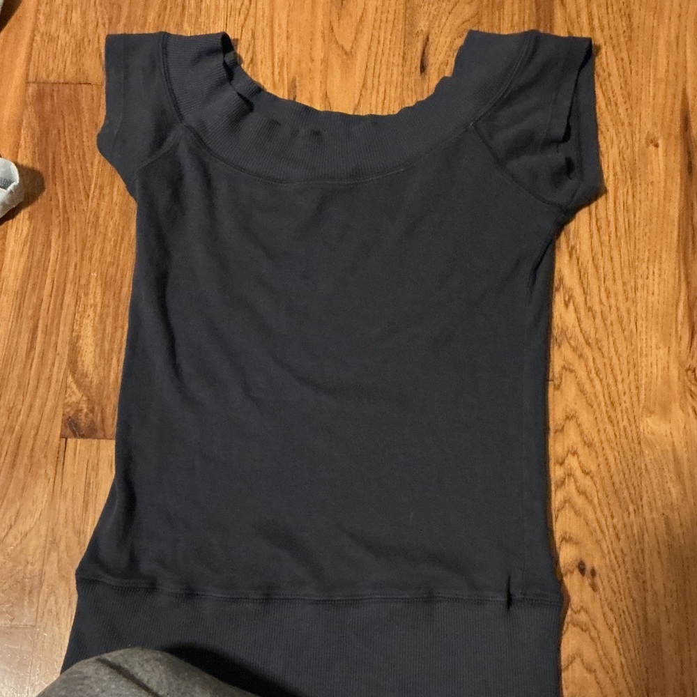 Brandy Melville Navy Short-Sleeve Scoop Neck Tee